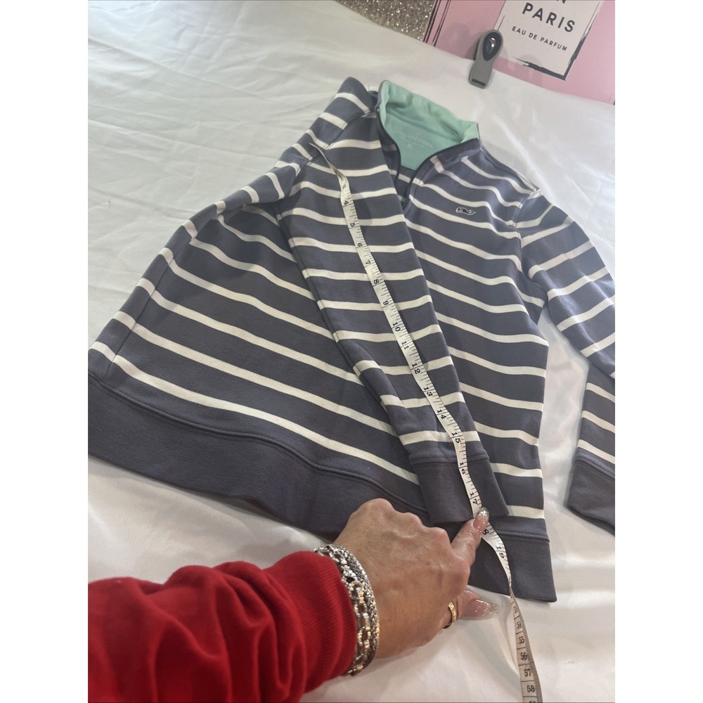 Vineyard‎ Vines Nautical Medium 12-14 Gray 1/4 zip pullover top Sweater warm 475 - Picture 12 of 12